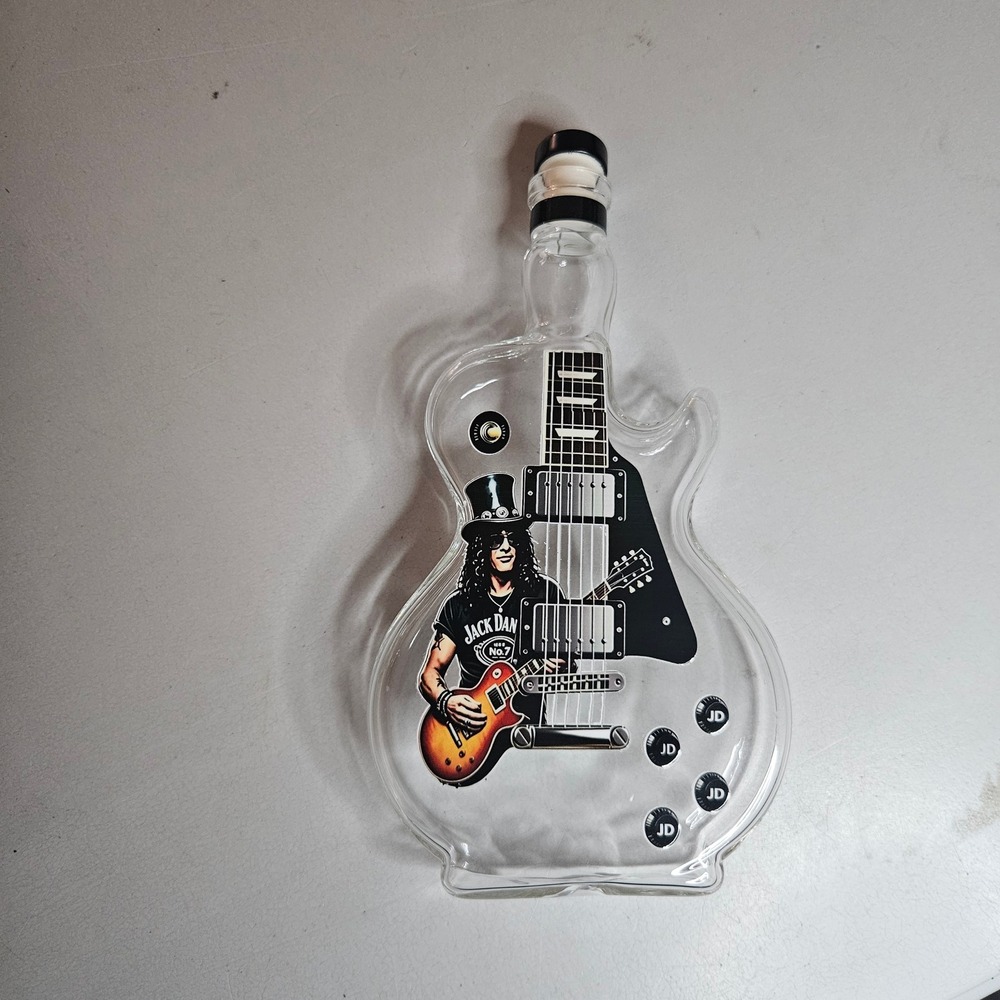 Slash Guns N Roses Guitar Shaped Glass Decanter Jack Daniels Graphic Bottle